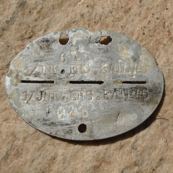 NW5067 – Plaqueta de Identificação de um Soldado de Infantaria do Exército – “Erkennungsmarken für 1. Inf. Ers. Batl. 46”